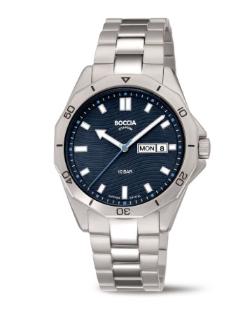 Boccia Titanium blaue Day Date Uhr