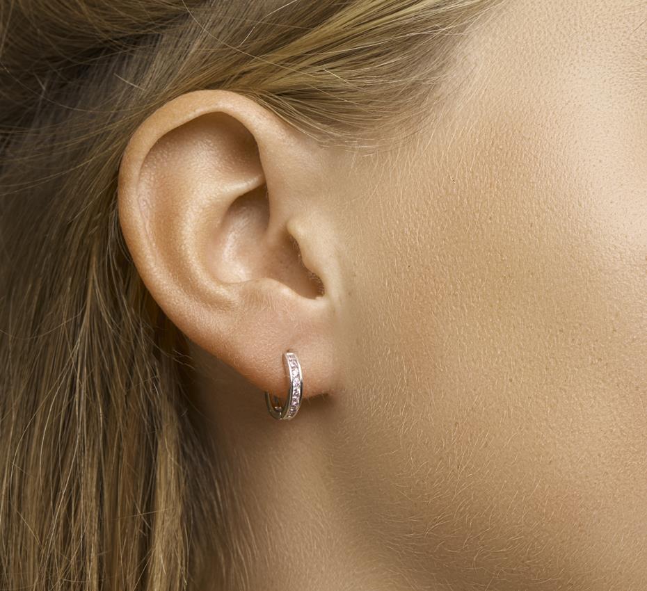 Creolen mit rosa Zirkonia 12,5mm