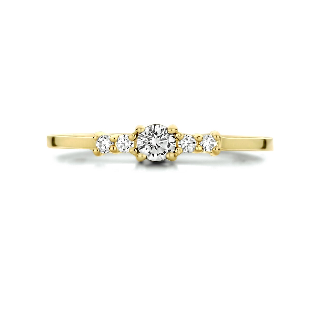 Solitaire Ring mit seitl. Steinbesatz