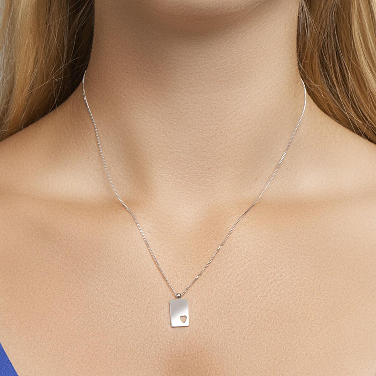 Kette mit Rechteck Gravur Anhänger mit Herz
