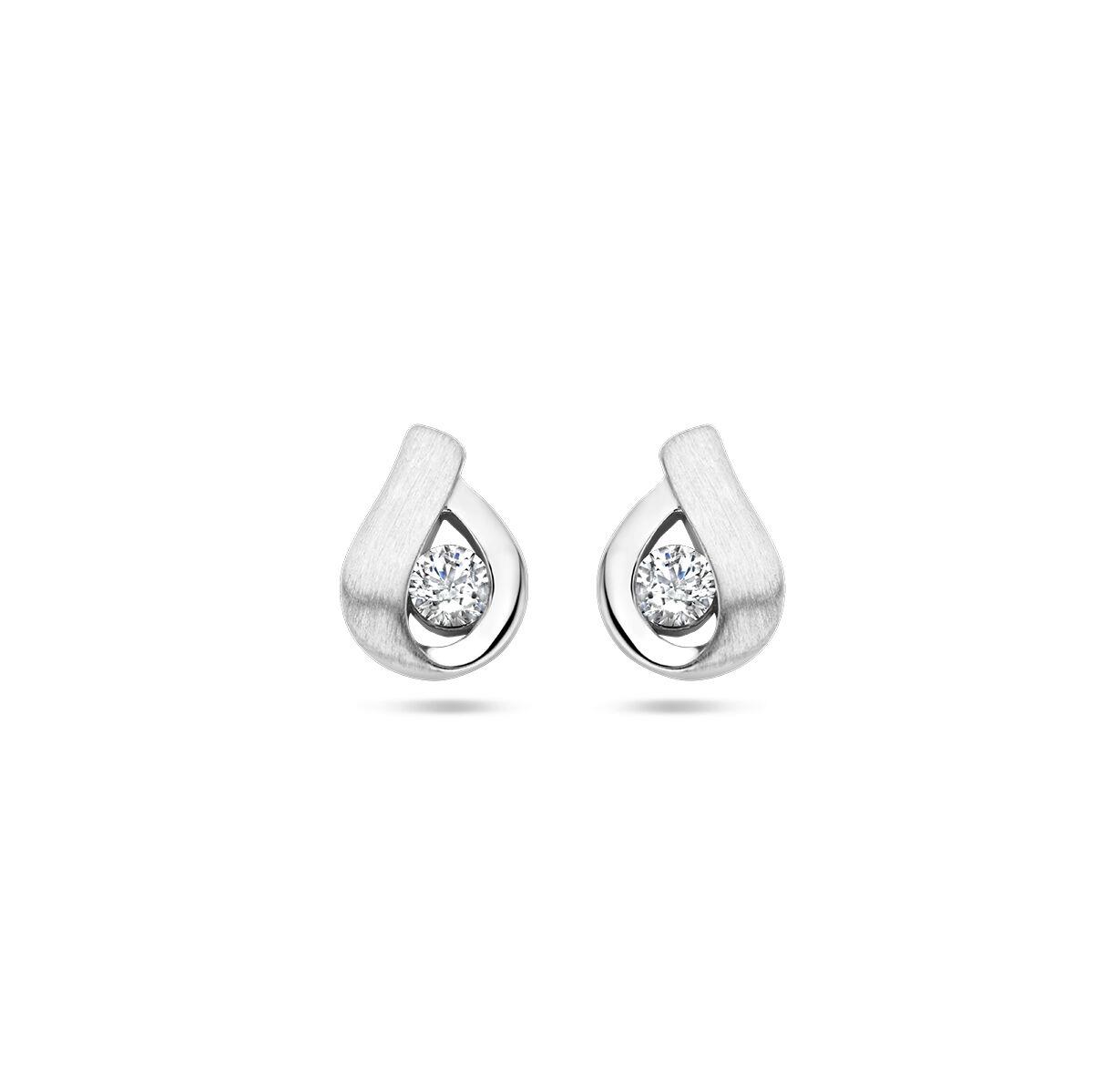 Ohrstecker Tropfen Silber mit Zirkonia