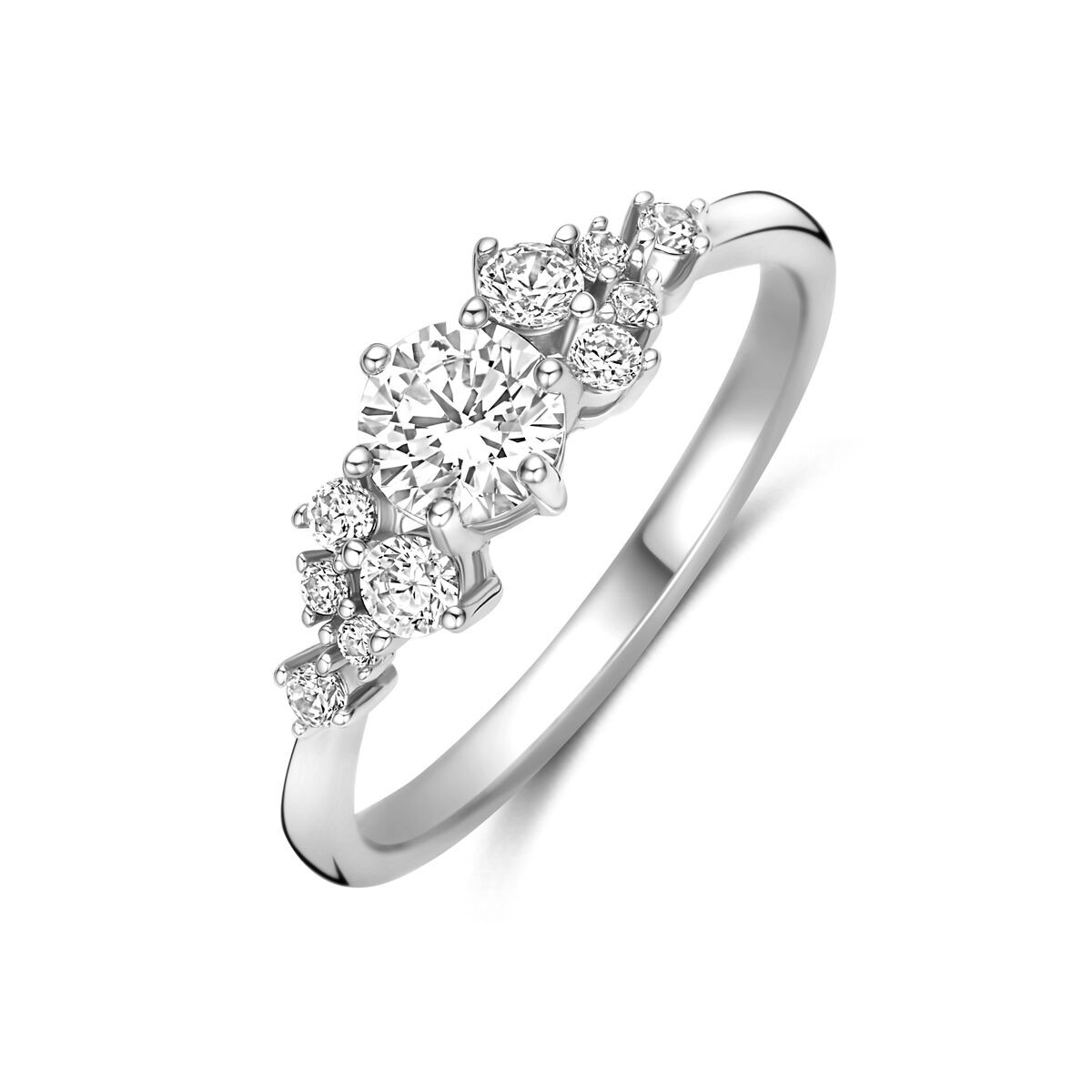 Silber Solitaire Ring mit seitlich Zirkonia
