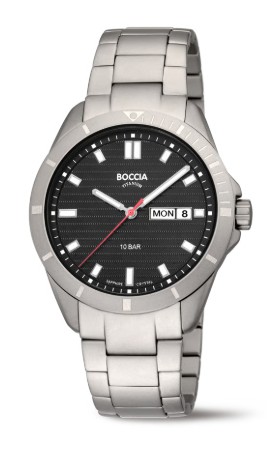 Boccia Titanium schwarze Day Date Uhr