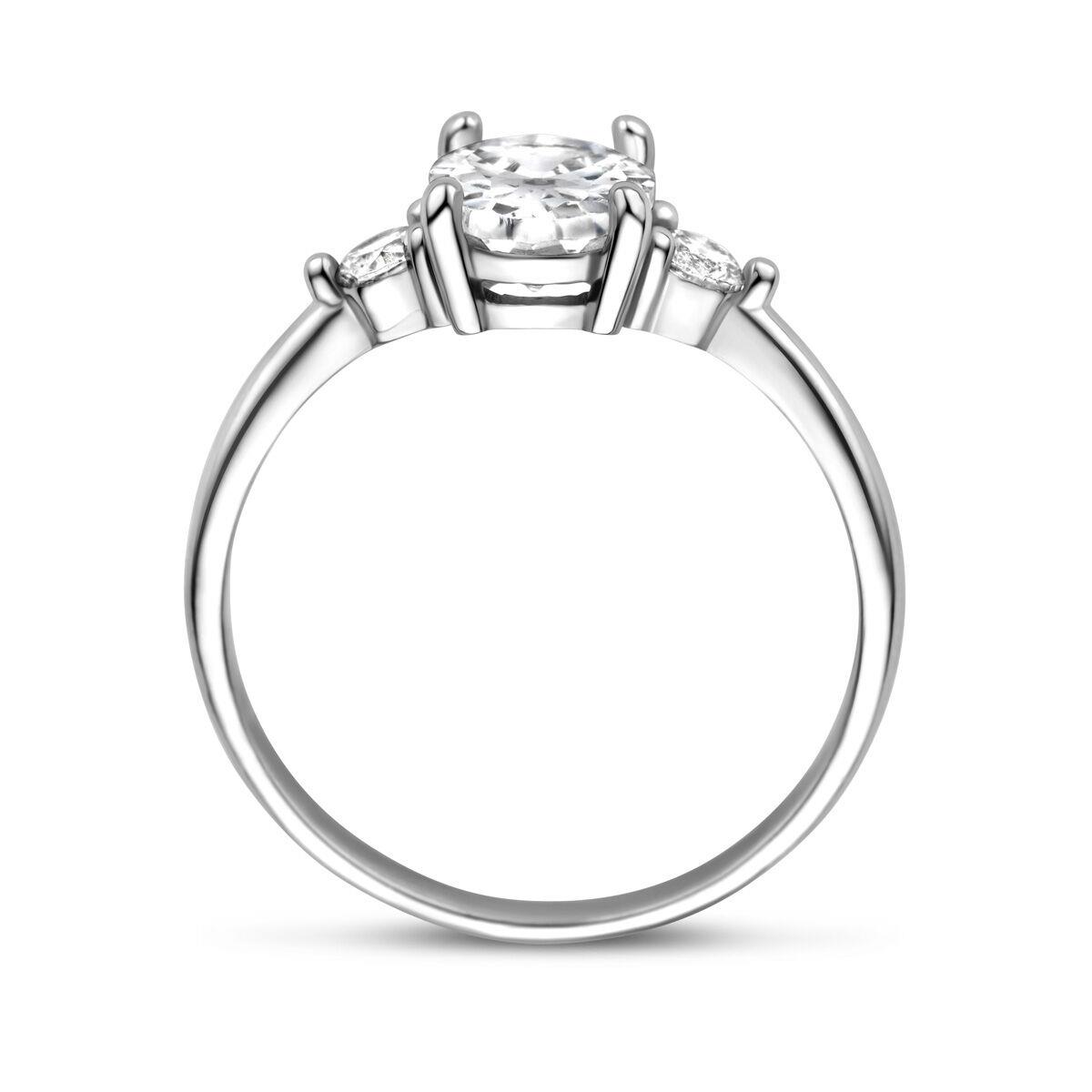 Solitaire Ring mit Ovalem Zirkonia
