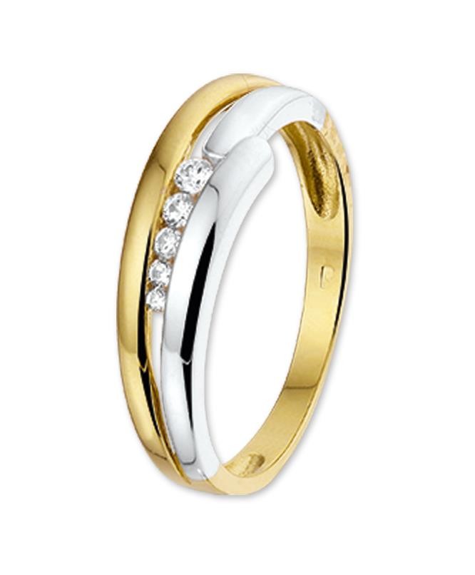 Ring Gelb- Weißgold mit Zirkonia