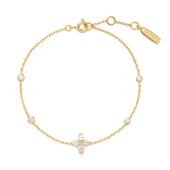 Ania Haie Goldenes Funkelndes Glücksklee-Armband