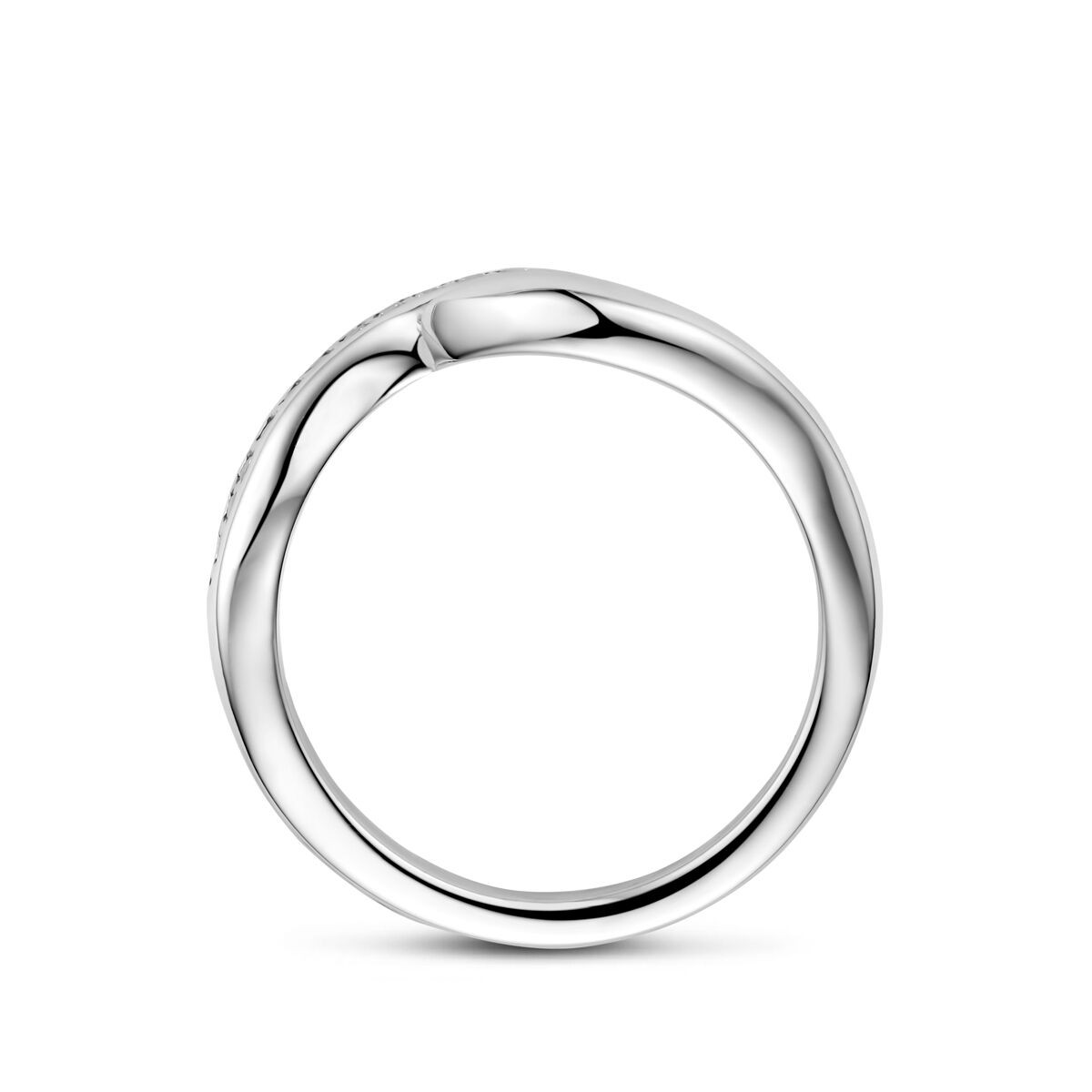 Silber Ring halb Zirkonia