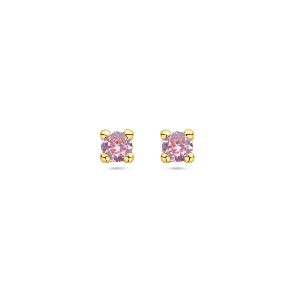 Solitaire Ohrstecker Rosa Zirkonia