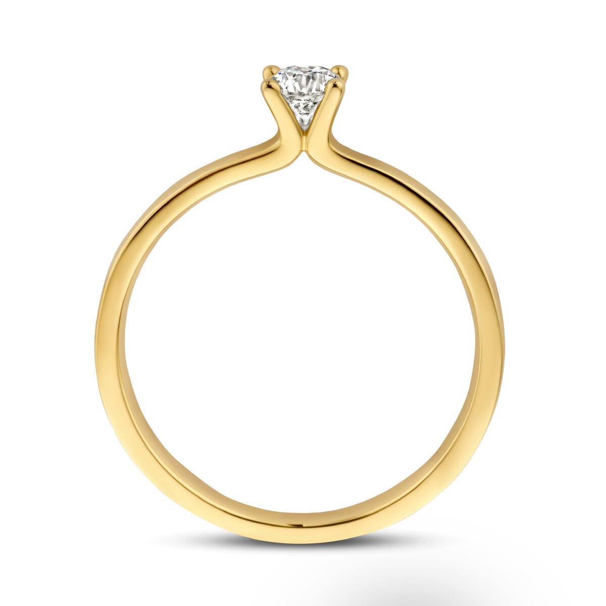 Gelbgold Solitair Ring mit Brillant 0,25ct