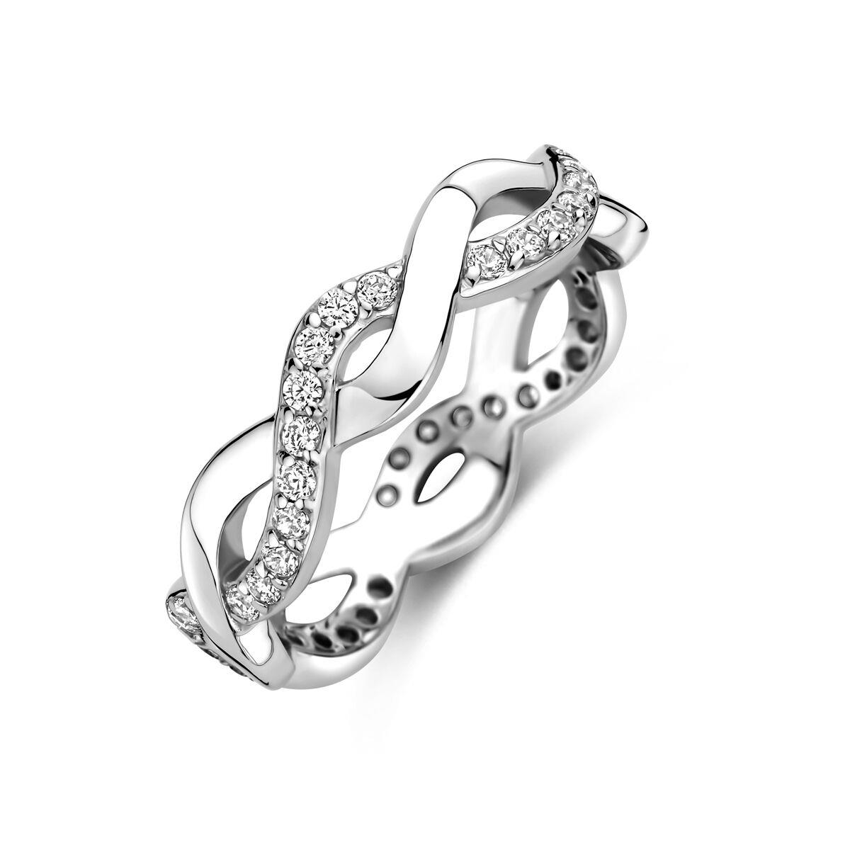 Silber Ring geflochten mit Zirkonia