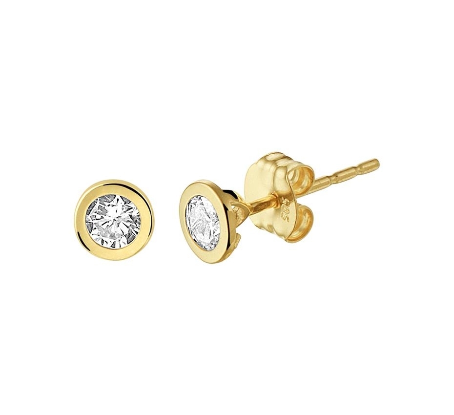 Solitaire Ohrstecker mit Zargenfassung 4,5mm