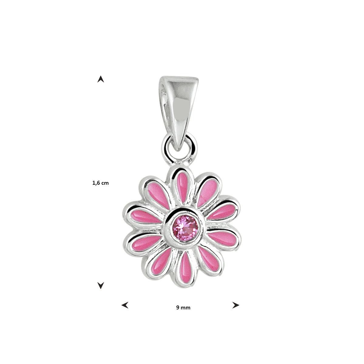 Rosa Blume Anhänger mit Zirkonia