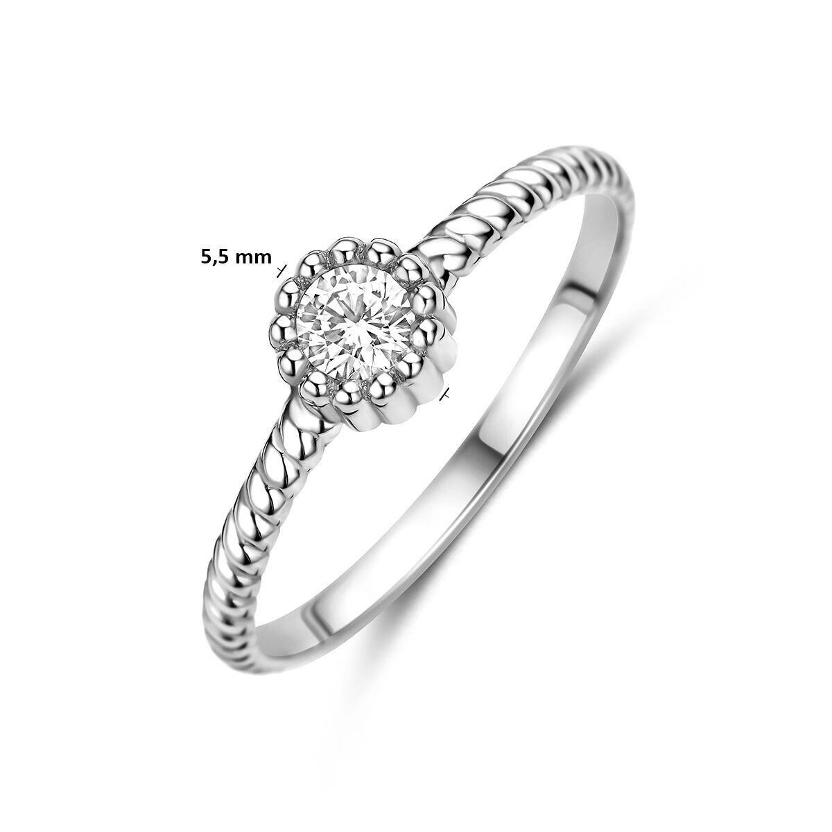 Silber Solitaire Ring gedreht