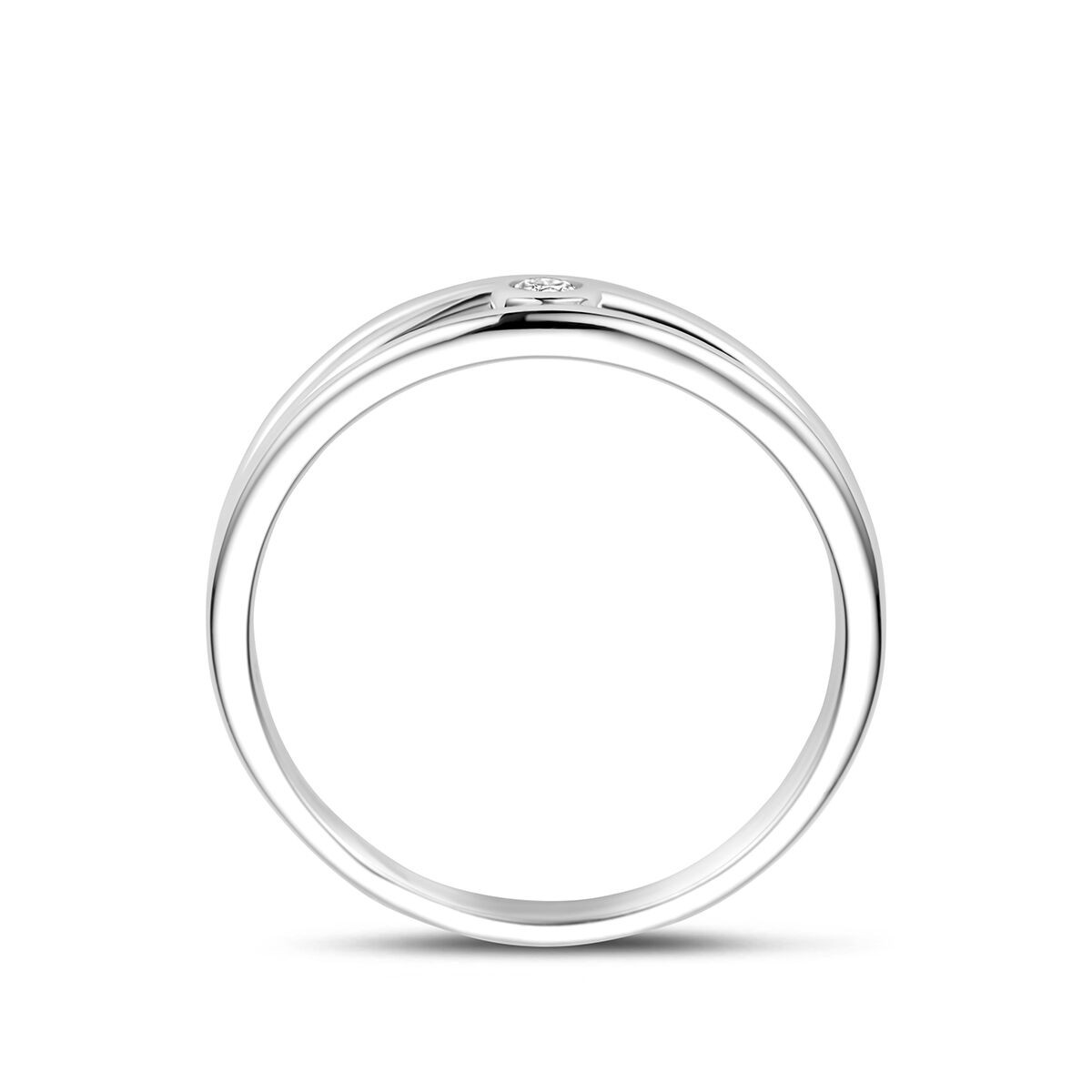 Silber Ring offen mit Zirkonia in Zargenfassung