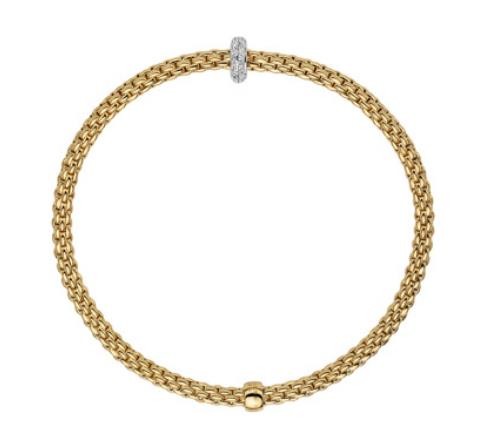 Fope Prima Armband Pavée Rondel Gelbgold L
