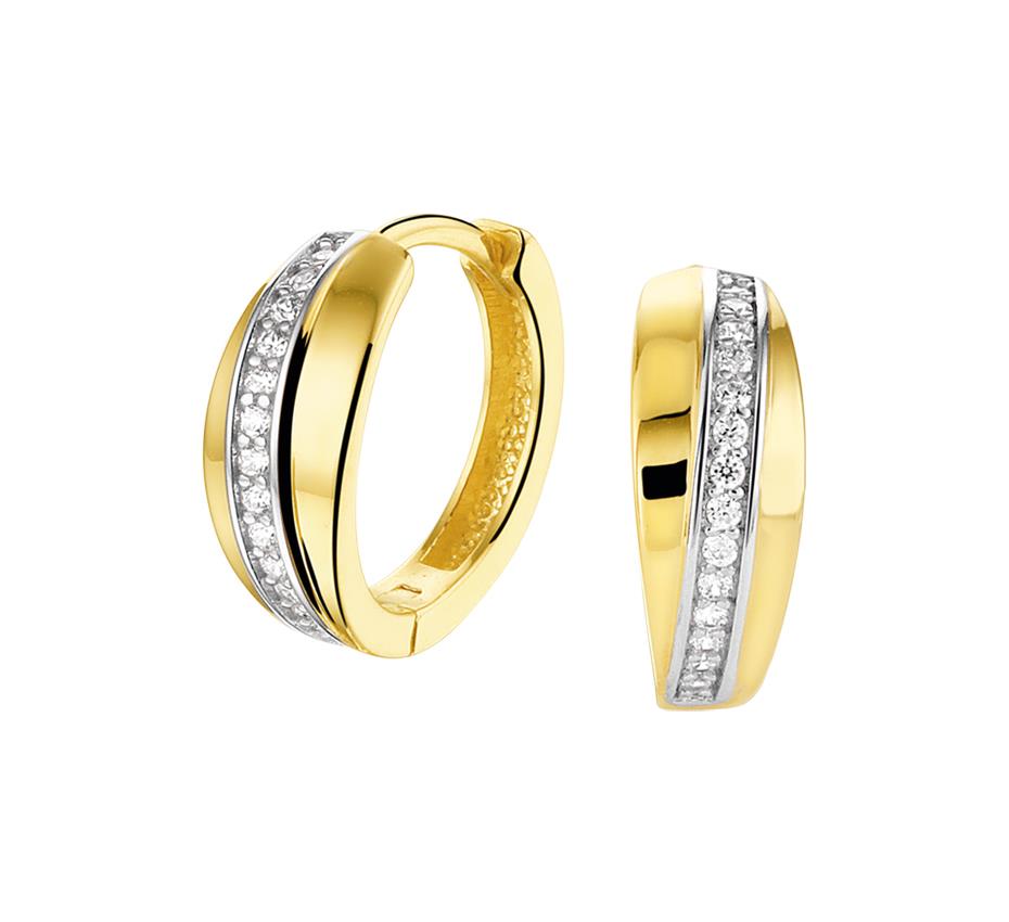 Creolen Gelbgold mit Zirkonia Linie