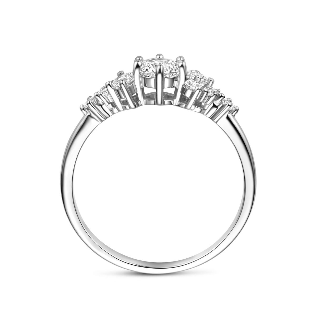 Silber Solitaire Ring mit seitlich Zirkonia