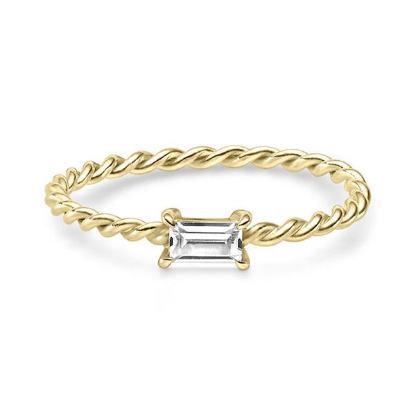 Solitaire Ring mit Baguette Diamant 0,20ct
