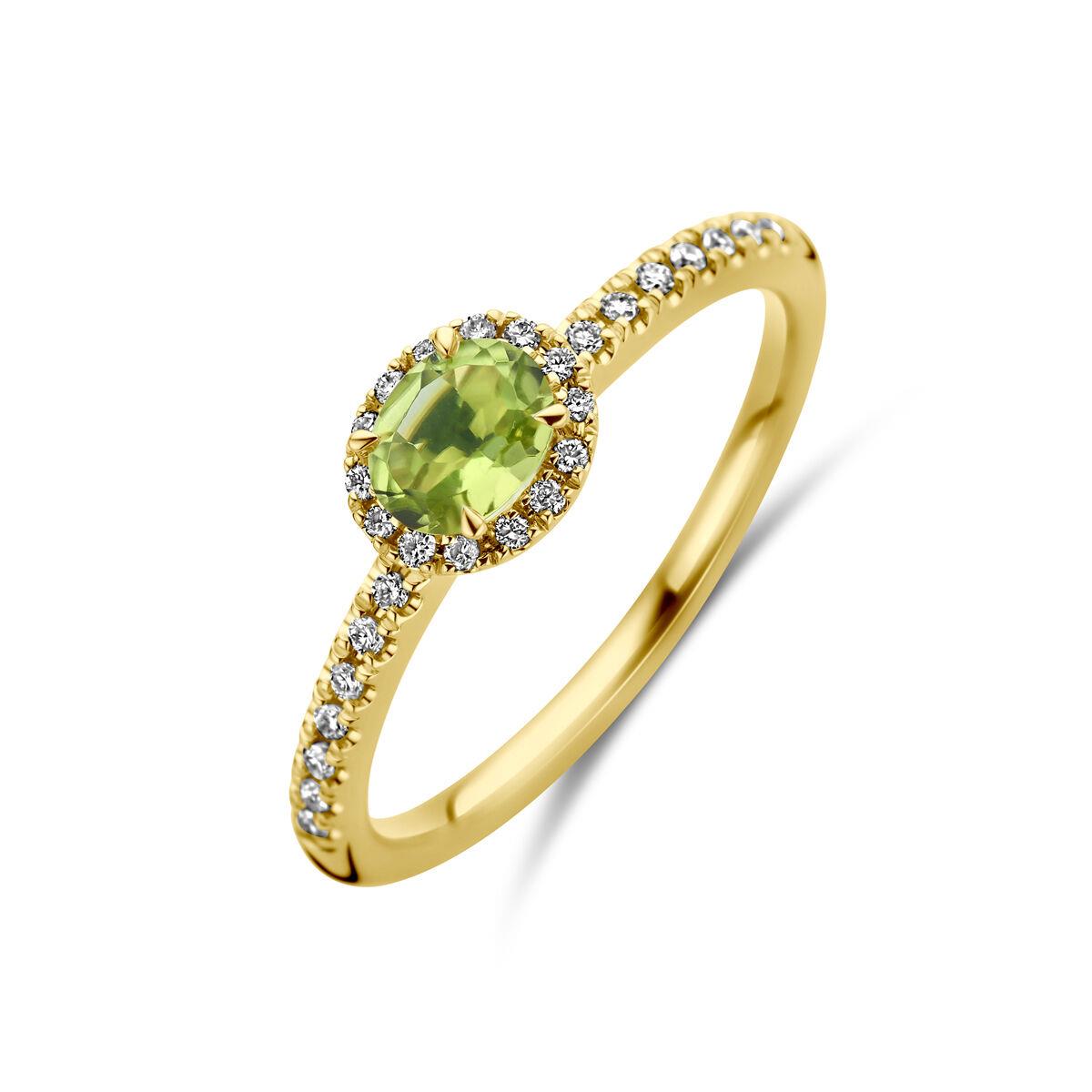 Ring mit Ovalem Peridot und Brillant Fassung