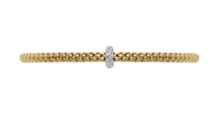 Fope Prima Armband Pavée Rondel Gelbgold L