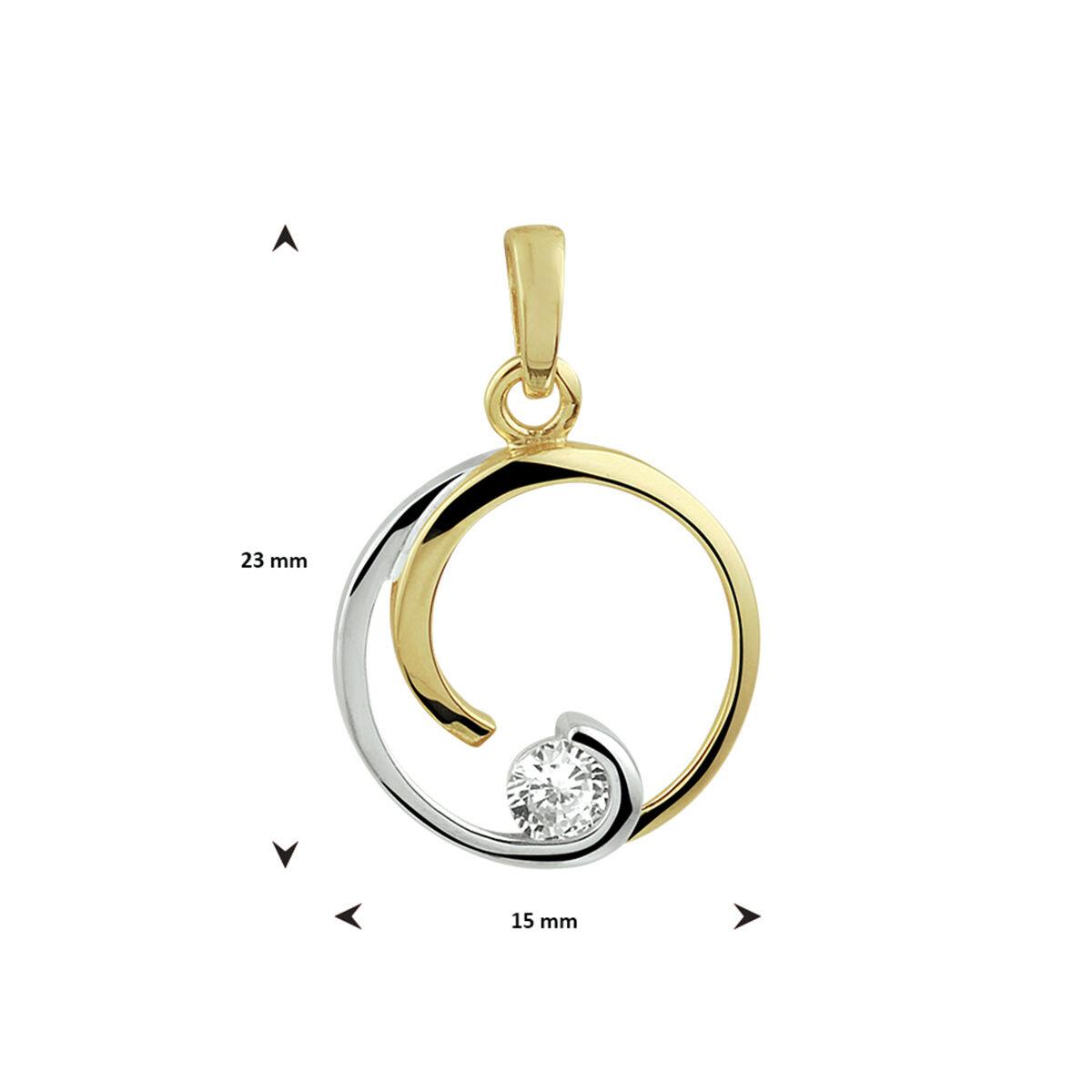 Gelbgold Weißgold Anhänger Rund