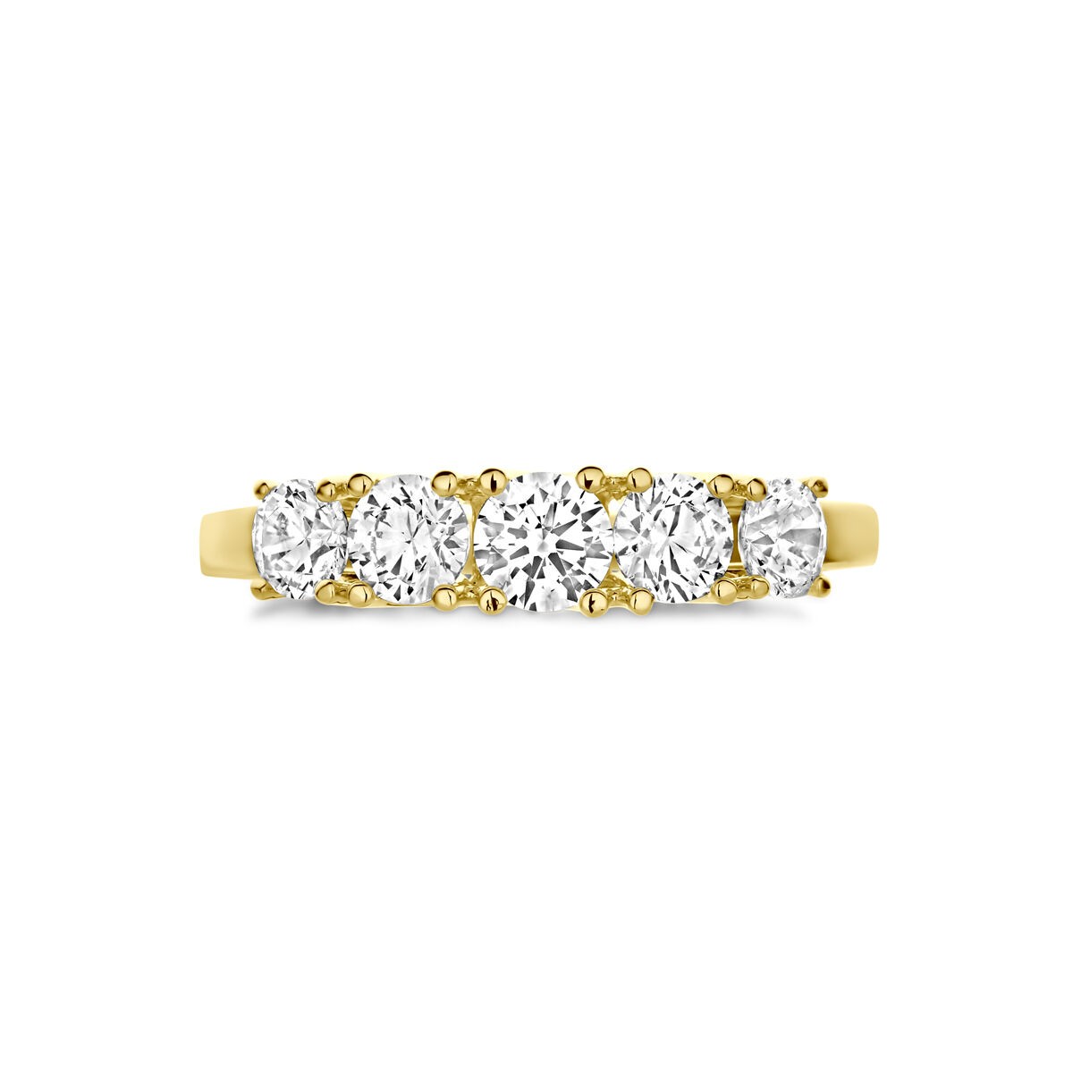 Gelbgold Ring mit 5 Zirkonia