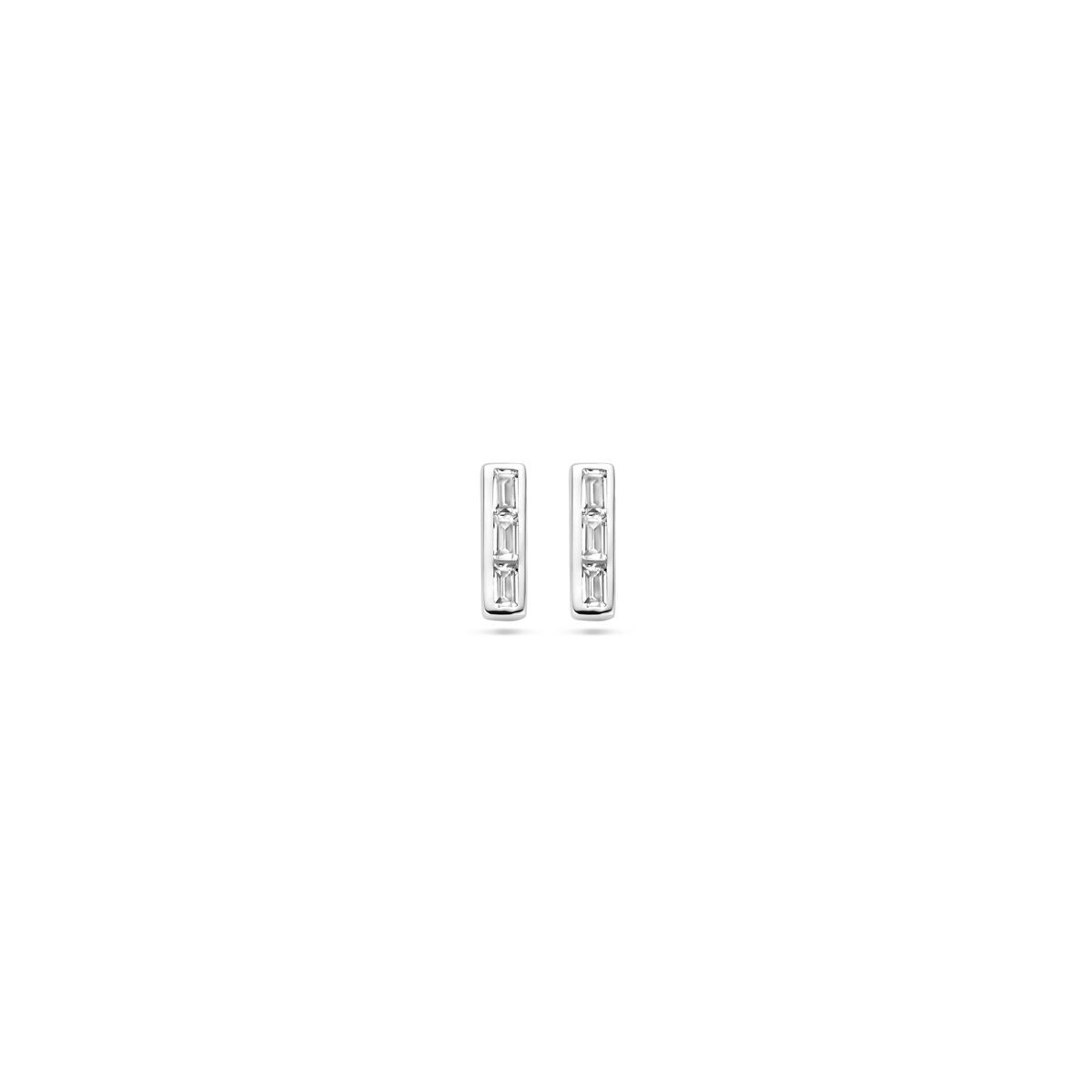 Balken Silber Ohrstecker mit Zirkonia