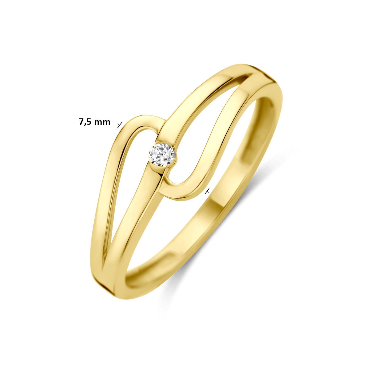 Gelbgold Ring mit einem Zirkonia