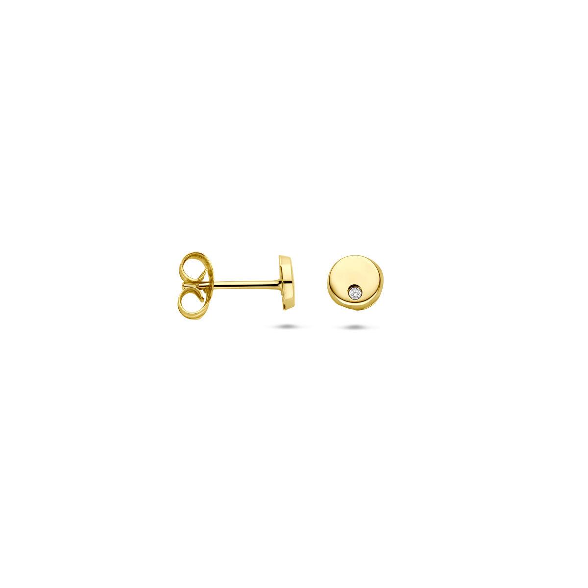 Runde Ohrstecker mit Zirkonia Gelbgold