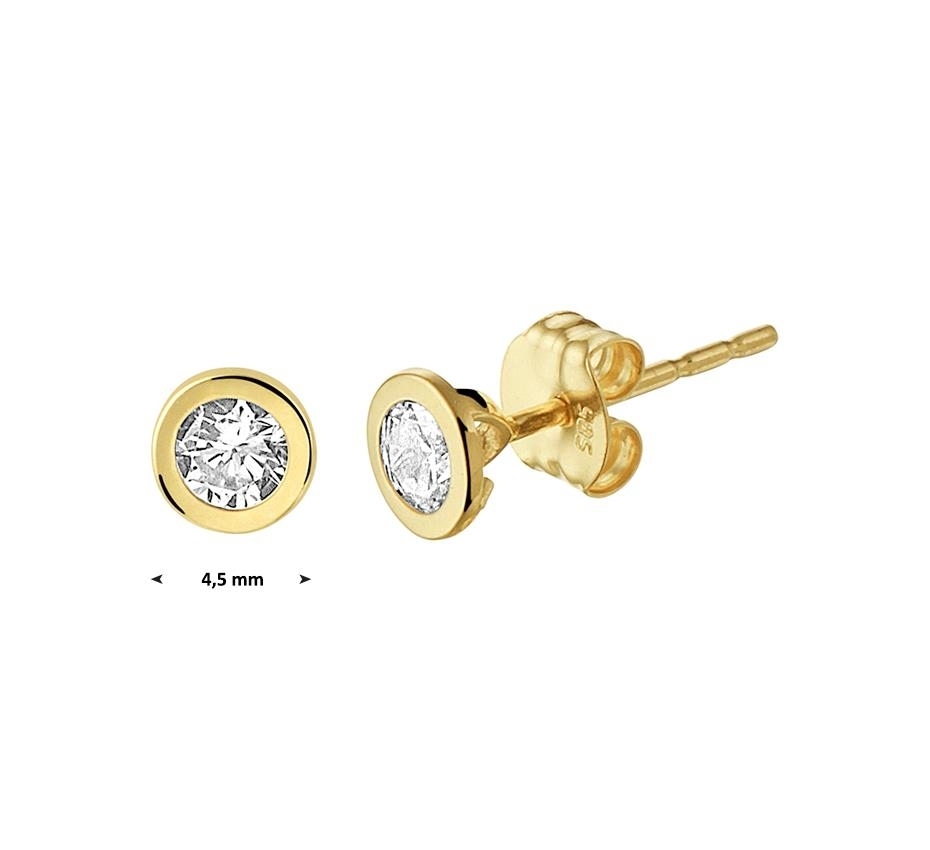 Solitaire Ohrstecker mit Zargenfassung 4,5mm