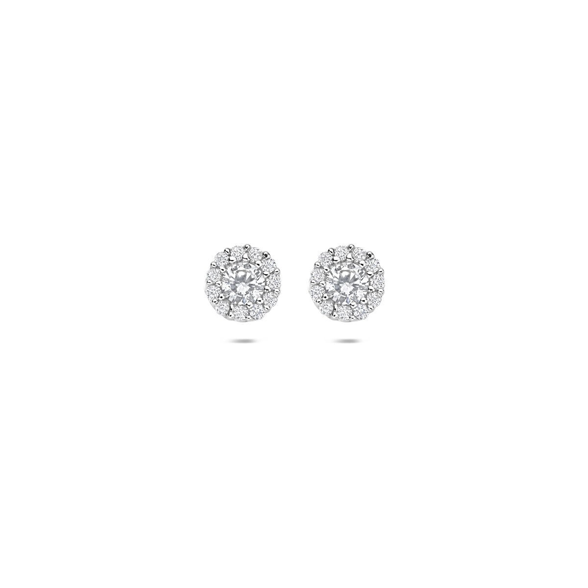 Zirkonia Halo Ohrstecker 6mm