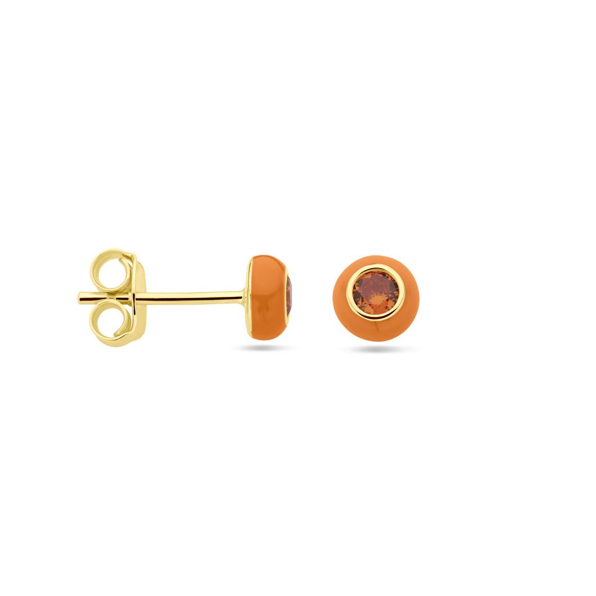 Orange Ohrstecker mit Zirkonia Vergoldet