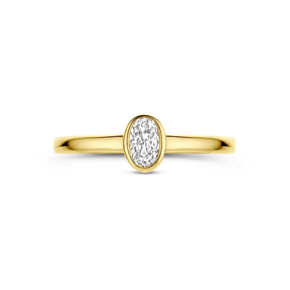 Solitaire Ring mit Ovalem Zirkonia Gr. 56