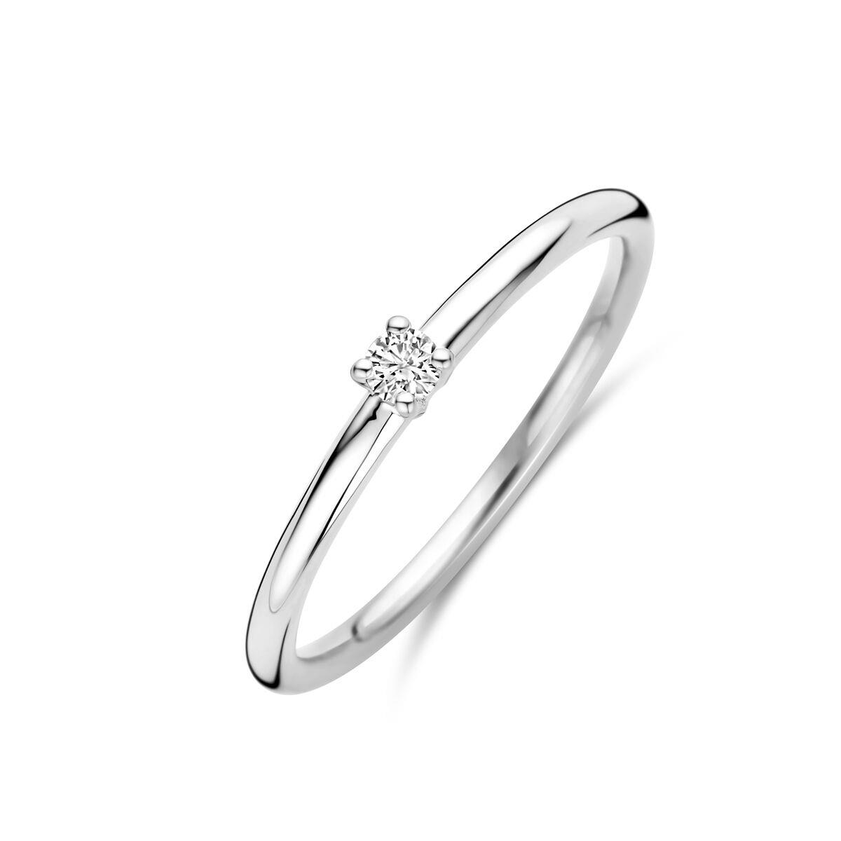 Weißgold Solitair Ring 0,05ct