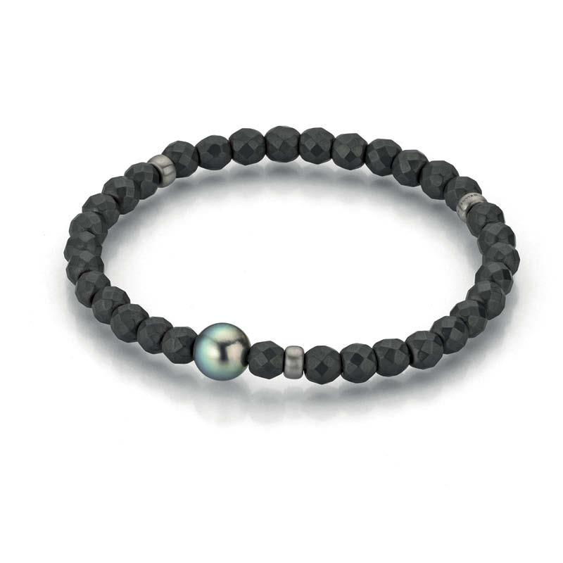 Gellner Bold Armband Hämatit + helle Tahitiperle