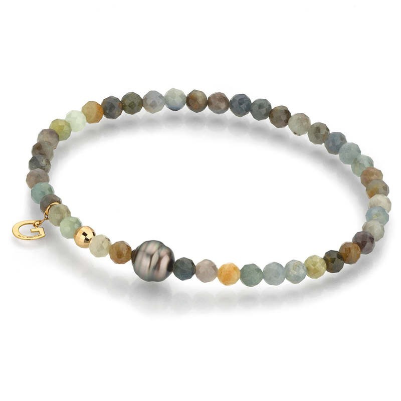 Gellner Big Bang Armband Safir braun +Tahiti Perle