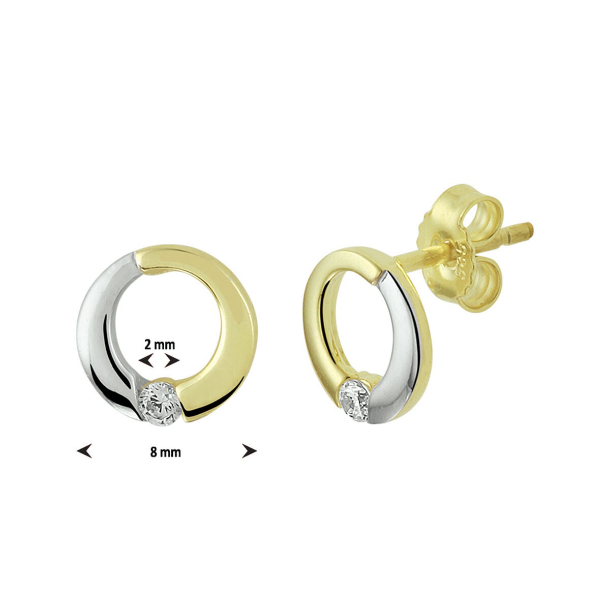 Ohrstecker Bi Color mit Zirkonia