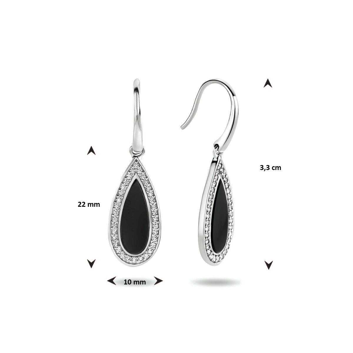 Onyx Tropfen Ohrhänger mit Zirkonia