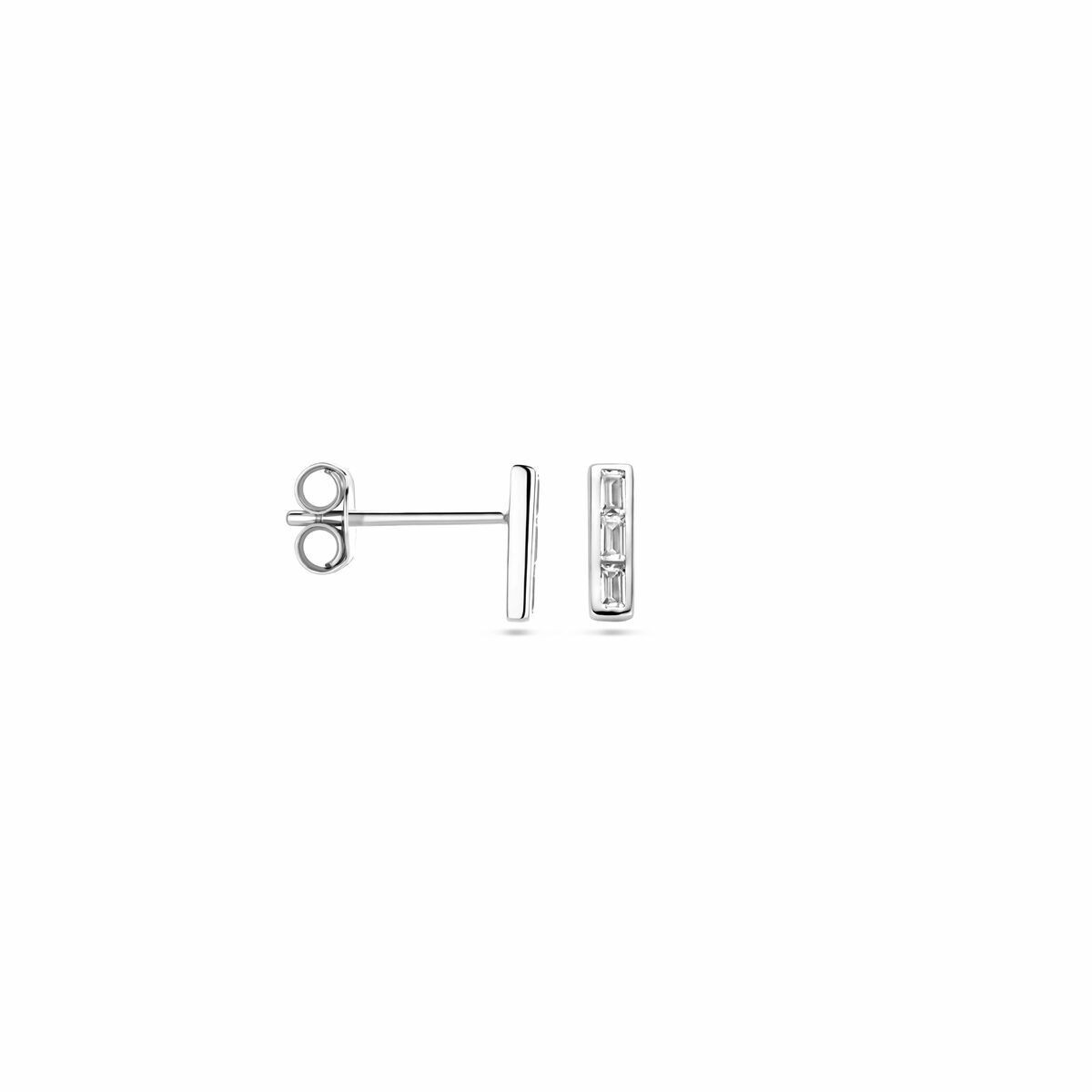 Balken Silber Ohrstecker mit Zirkonia