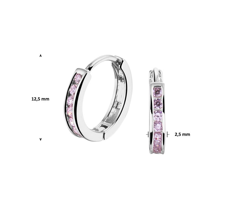 Creolen mit rosa Zirkonia 12,5mm