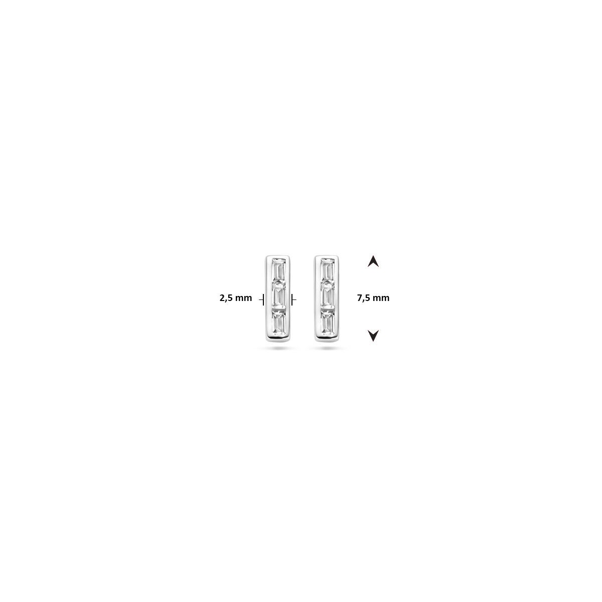 Balken Silber Ohrstecker mit Zirkonia