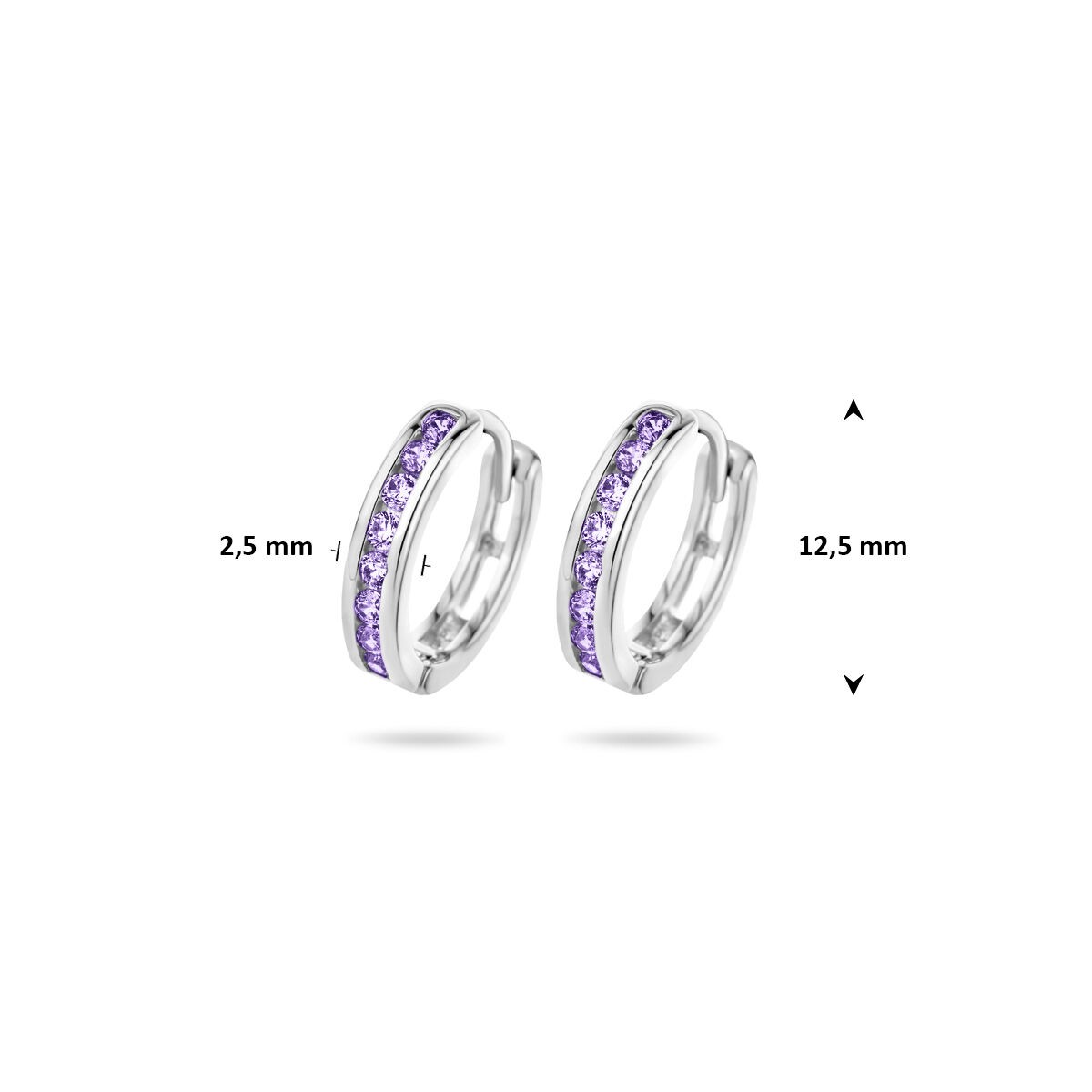 Creolen mit lila Zirkonia 12,5mm