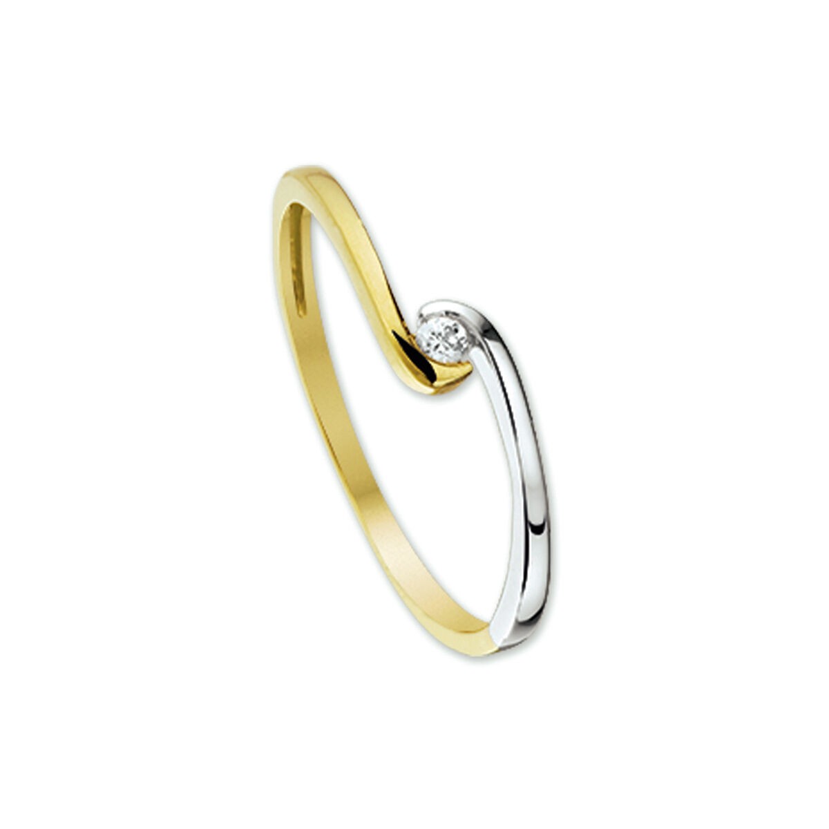Solitaire Gelbgold Weißgold mit Zirkonia