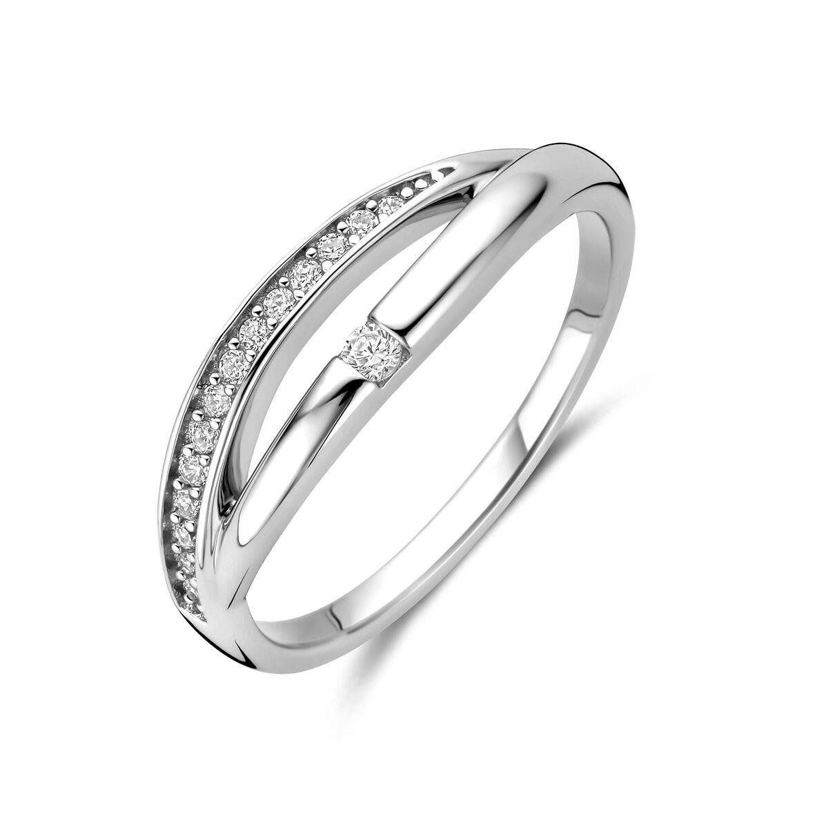 Silber Ring mit Zirkonia doppel