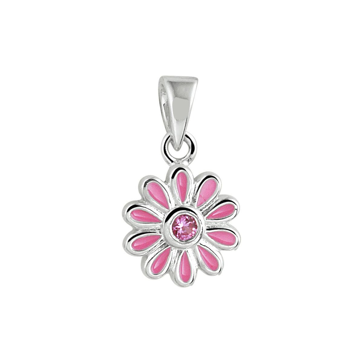 Rosa Blume Anhänger mit Zirkonia