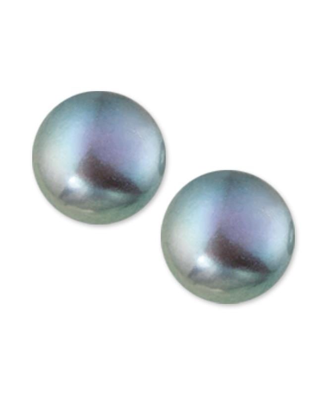 Süßwasser Perlohrstecker grau blau 9,0mm