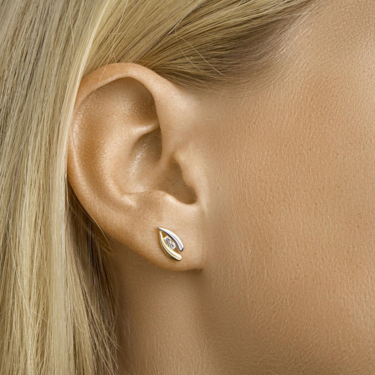 Ohrstecker Gelb Weiß mit Zirkonia