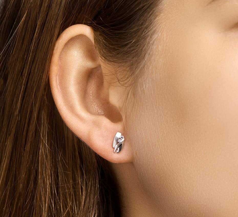 Ohrstecker Polier Matt mit Zirkonia