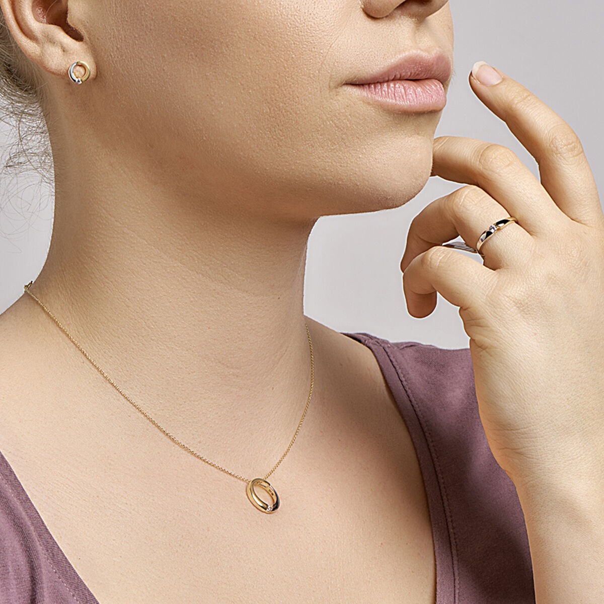 Ohrstecker Bi Color mit Zirkonia