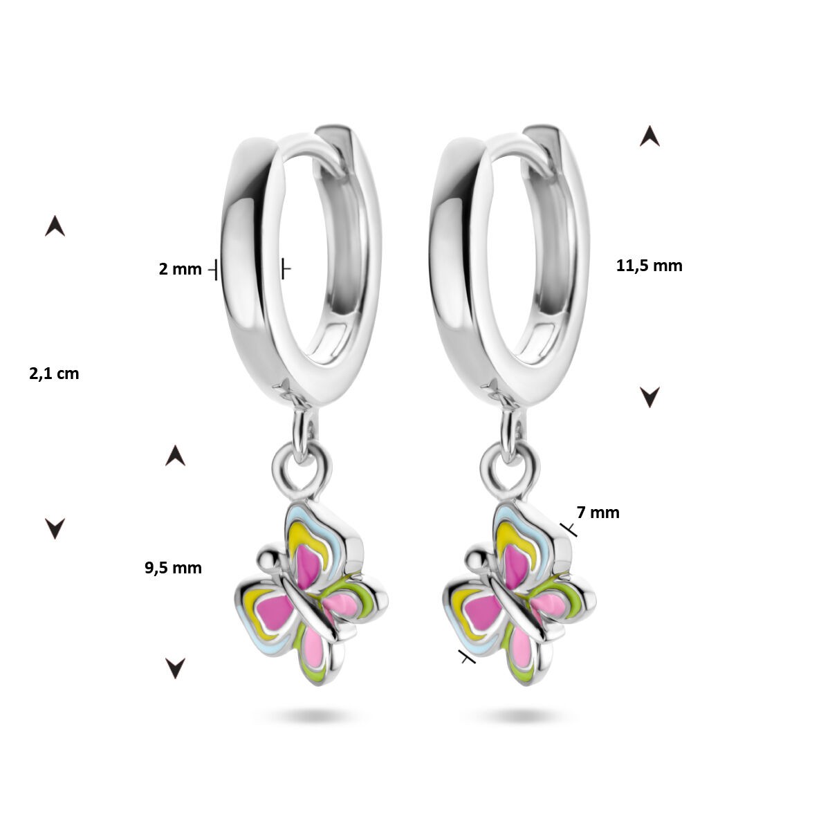 Creolen mit Schmetterling Emaille Anhänger